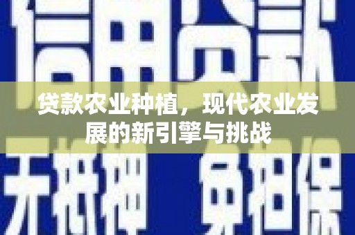 青羊贷款农业种植，现代农业发展的新引擎与挑战