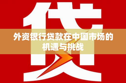 青羊外资银行贷款在中国市场的机遇与挑战