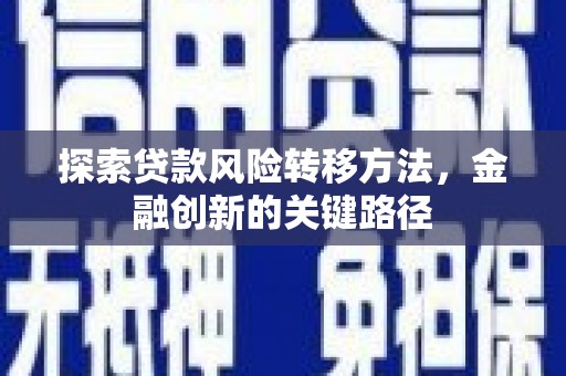 青羊探索贷款风险转移方法，金融创新的关键路径